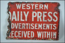 A vintage early 20th century double sided enamel advertising sign for The Western Daily Press