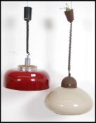 A stunning retro 20th century rise and fall mushroom ' Brevattato ' Rolly ceiling light together