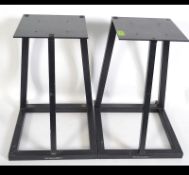 A good pair of 20th century Mordaunt-Short tubular metal speaker stands .