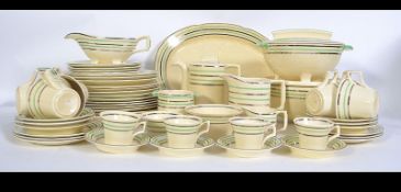 A 1930's Art Deco ceramic dinner / tea service by Bristol in the Auberone pattern comprising plates,