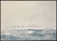 Eric Erskine Campbell Tufnell (1888-1978) - A watercolour portrait painting of HMS Weston - U72