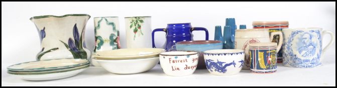 A collection of 19th century and 20th century Bristol pottery items to include commemorative wares,