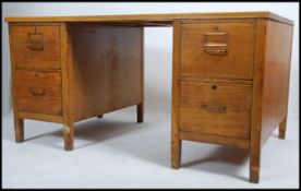 A mid century Air Ministry twin pedestal large office desk.