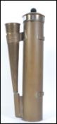 Edwardian Brass Yacht Foghorn with cylindrical pump and conical vertically mounted horn.