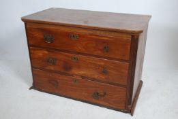 a 19th Century mahogany chest of drawers comprising of 3 deep drawers with carved decoration to