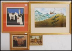 A collection of pictures / prints etc to include a screen print entitled ' Conversation Area '