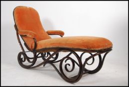 A believed Thonet 19th century bentwood chaise longue raised on stunning scrolled bentwood frame