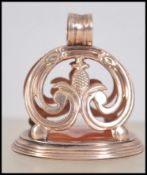 A 9ct gold Victorian large intaglio fob pendant.