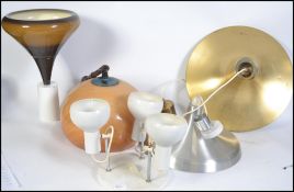 A collection of five vintage / retro 20th century ceiling light fixtures to include chrome and