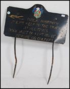 A vintage 20th century metal painted sign from Castle Combe golf course with notation to centre