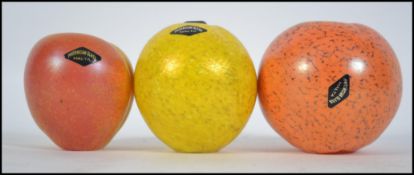 A small group of three 20th century glass paperweights by Phoenician glass of Malta.
