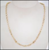 A hallmarked hoop link chain with spring hoop clasp. Weight 13.5g. Measures 18 inches.