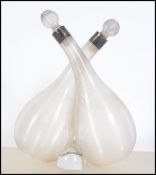 A 19th century Victorian ribbed glass, twin reservoir oil and vinegar bottle,