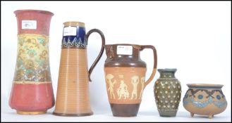 A collection of four pieces of 19th century Doulton Lambeth stoneware pieces along with an early