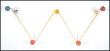 A 1960's Atomic / Sputnik angular metal coat hook - rack with multi-coloured ball finials.