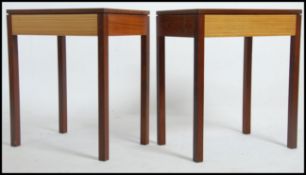 A pair of 1970's teak wood two tone retro Air Ministry side table - bedside tables.