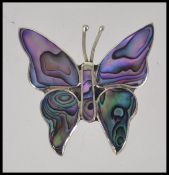 A 20th century Art Deco style silver ( stamped 925 ) brooch in the form of a butterfly decorated