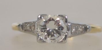 A 14ct gold and diamond ring, the stone approx 75pnts. Size N / Weight 2.