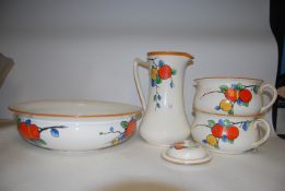 A 1930's Crown Ducal ceramic bathroom set comprising jug and bowl,
