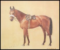 A framed and glazed print of the famous racing horse Red Rum by Neil Cawthorne.