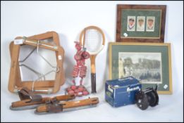 A vintage scratch built figure of a cricketer being made from Coca Cola bottle tops along with