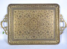 A large finely decorated Moradabad salver tray having twin handles,