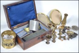 A collection of items to include silver plated napkin rings by Arthur price, flatware, hip flask,