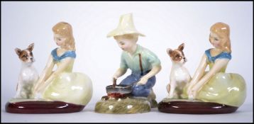 A group of three Royal Doulton Bone China figures to include a pair of ' Golden Days ' HN2274