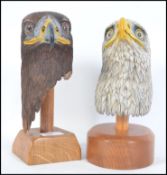 A collection of 2 impressive hand carved and crafted animal wooden figurines / studies to include a