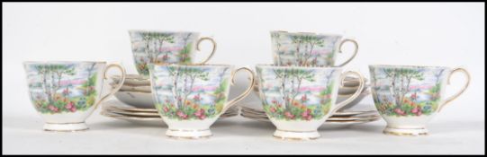 A Royal Albert vintage art deco bone china tea service ' SILVER BIRCH ' ,