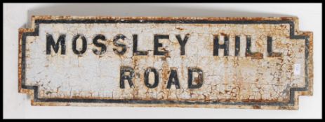 A cast iron Worboys type early to mid century original Liverpool street sign for Mossley Hill Road.