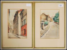 Robert Kok. A pair of watercolour painting street scenes.