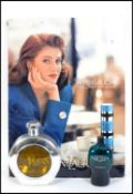 A group of shop display / point of sale advertising items for perfume to include two oversized