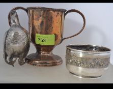 An 18th century twin handled silver plat