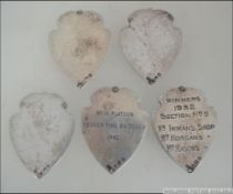 A collection of 5 silver hallmarked plaq