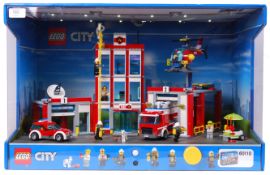 LEGO SHOP DISPLAY: An original Lego Shop Display cabinet, featuring City Set 60110 Fire Station.