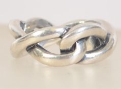 A silver 925 ladies dress ring of Celtic knot design. Ring size M.5 weighs 10.5 grams.