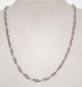 An Italian 925 silver rope twist chain necklace with lobster claw clasp. Marked 925 Italy.