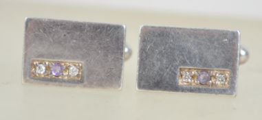 A pair of hallmarked 925 silver and diamond cufflinks. Hallmarked for Sheffield.