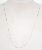 A fine 9ct gold bar linked necklace with spring hoop clasp. Measures 52cms long.