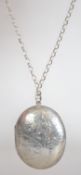 A large 925 silver locket pendant necklace. Measures chain 30 inches, Locket approx 2.5 inches.