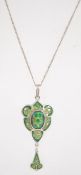 A 925 silver and enamel pendant necklace in the Art Nouveau style.
