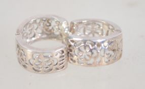 A pair of 925 silver pierced hoop earrings.
