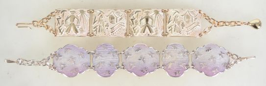 Two 1960s panel bracelets.