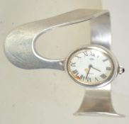 A modernist 835 silver bracelet bangle watch by Alihor.