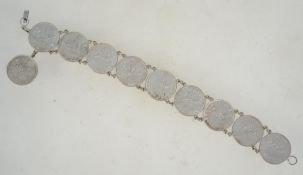 A vintage souvenir coin bracelet made if Belgian 50 cent pieces.