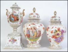 A late 19th century lidded vase raised o