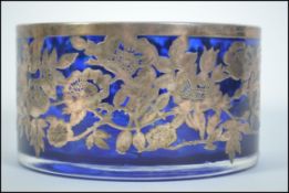 An art deco style blue glass bowl with s