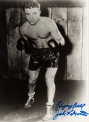 Framed signed photographic prints of the boxers Jake LaMotta (