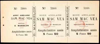 An exceptionally rare unused ticket from a Sam McVea's contest with Bill Harris The two men met on